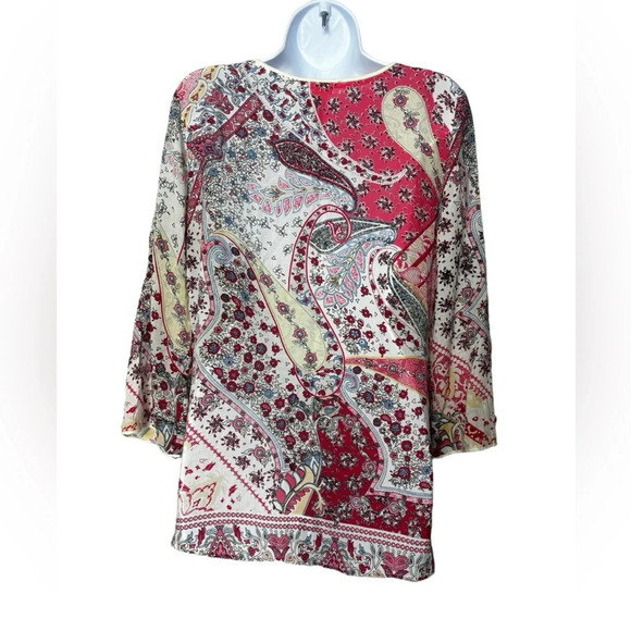 SUNDANCE CATALOG Terreza Paisley Top Size Small‎ Crochet Fringe Detail - Picture 3 of 6